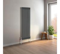 NRG 1500 x 560mm Anthracite Vertical Traditional Column Cast Iron Style Radiator Central Heating Radiator Perfect for Bathrooms, Kitchen, Living Room Double Panel
