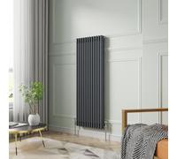 NRG 1500 x 560mm Traditional Anthracite Vertical Cast Iron Style Radiator Triple Panel