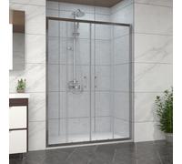 NRG 1500mm Bathroom Shower Enclosures Double Sliding Shower Door Chrome Framed with 1500x700mm SMC Rectangle White Shower Tray