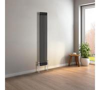 NRG 1500 x 290mm Black Vertical Traditional Column Cast Iron Style Radiator Central Heating Radiator Perfect for Bathrooms, Kitchen, Living Room Double Panel