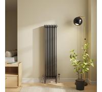 NRG 1500x380mm Raw Metal Traditional Cast Iron Style 4 Column Vertical Radiator Central Heating Radiator Perfect for Bathrooms, Kitchen, Living Room