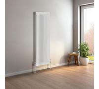 NRG 1500 x 560 mm Gloss White Vertical Traditional Column Cast Iron Style Radiator Central Heating Radiator Perfect for Bathrooms, Kitchen, Living Room Double Panel