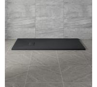 NRG 1500x700mm SMC Rectangle Shower Tray Black with Fast Flow Waste for Bathroom Enclosures