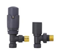 NRG 15mm Anthracite Angled TRV Thermostatic Valves and Manual Angled Radiator Towel Rail Valves