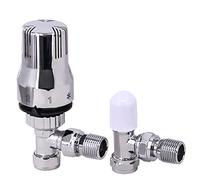 NRG 15mm Chrome TRV Thermostatic + Lockshield Angled Valves Bathroom Central Heating Radiator Valves (10 Pair)