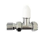 NRG 15mm White Chrome Towel Rail Straight Manual Radiator Valve