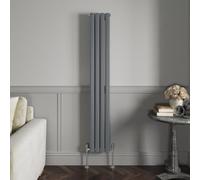 NRG 1600 x 236 mm Vertical Column Radiator Anthracite Double Oval Panel | Designer Radiator Bathroom Central Heating | with One Pair of Free Modern Angle Valves