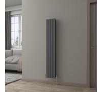 NRG 1600 x 272 mm Column Radiator Anthracite Double Flat Panel with Values