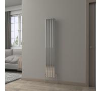 NRG 1600 x 272 mm Column Radiator Chrome Single Flat Panel with Values