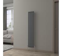 NRG 1600 x 272 mm Vertical Column Radiator Anthracite Single Flat Panel | Designer Radiator Bathroom Central Heating | with One Pair of Free Modern Angle Valves
