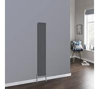 NRG 1600 x 272mm Vertical Single Flat Panel Designer Radiator Bathroom Central Heating Radiators Anthracite with Angled Manual Pair of Valves