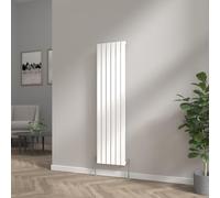 NRG 1600x408 Vertical Column Designer Radiator Gloss White Single Flat Panel