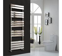 NRG 1600 x 450 mm Chrome Bathroom Flat Panel Heated Towel Rail Ladder Radiator Central Heating Towel Warmer + One Pair of Free Angle Valves
