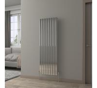 NRG 1600 x 544 mm Vertical Column Radiator Chrome Single Flat Panel | Designer Radiator Bathroom Central Heating | with One Pair of Free Modern Angle Valves