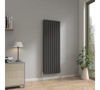 NRG 1600 x 544mm Vertical Double Flat Panel Radiator Black Designer