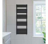 NRG 1600 x 600 mm Designer Flat Panel Heated Towel Rail Black Bathroom Radiator