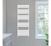 NRG 1600 x 600 mm Designer Flat Panel Heated Towel Rail Radiators Gloss White Bathroom Radiator