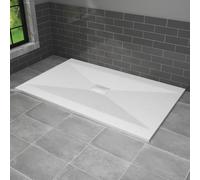 NRG 1600x1000mm White Shower Base Non-Slip SMC Rectangle Shower Tray with Fast Flow Waste for Bathroom Enclosures