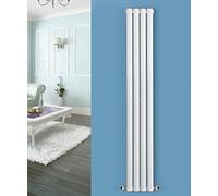 NRG 1600x236 Vertical Column Radiator White Designer Single Oval Panel Rads for Kitchen Bathroom