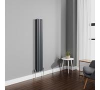 NRG 1600x236mm Anthracite Radiator Vertical Oval Panel Double Rad