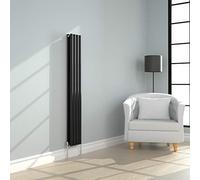 NRG 1600x236mm Black Radiator Vertical Oval Panel Bathroom Double Rad