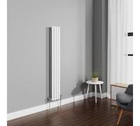 NRG 1600x236mm Gloss White Radiator Vertical Oval Panel Single Rad