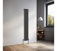 NRG 1600x236mm Vertical Oval Single Panel Heater Column Radiator Central Heating Radiators Designer Tall Radiators Black