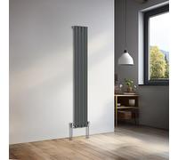 NRG 1600x236mm Vertical Oval Single Panel Heater Column Radiator Central Heating Radiators Designer Tall Radiators Anthracite