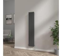 NRG 1600x272 Vertical Column Designer Radiator Black Double Flat Panel