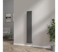NRG 1600x272 Vertical Column Designer Radiator Black Single Flat Panel