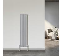 NRG 1600x272 Vertical Column Designer Radiator Chrome Single Flat Panel