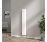 NRG 1600x272 Vertical Column Designer Radiator Gloss White Single Flat Panel