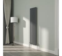 NRG 1600x354mm Oval Column Designer Radiator Single Panel Anthracite Bathroom Central Heating