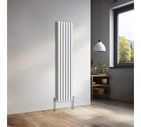 NRG 1600x354mm Vertical Oval Double Panel Heater Column Radiator Central Heating Radiators Designer Tall Radiators Gloss White