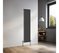 NRG 1600x354mm Vertical Oval Single Panel Heater Column Radiator Central Heating Radiators Designer Tall Radiators Black