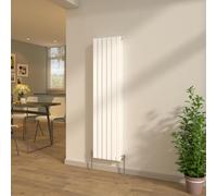 NRG 1600x408mm Flat Column Double Panel Radiator Gloss White with Valves