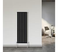 NRG 1600x408mm Single Flat Panel Vertical Radiator Black