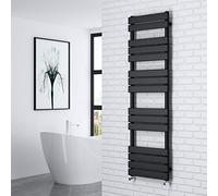 NRG 1600x450 Flat Panel Heated Towel Rail Bathroom Rad Radiator Black