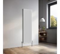 NRG 1600x472mm Vertical Oval Double Panel Heater Column Radiator Central Heating Radiators Designer Tall Radiators Gloss White