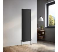 NRG 1600x472mm Vertical Oval Double Panel Heater Radiators Black