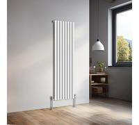 NRG 1600x472mm Vertical Oval Single Panel Heater Radiators Gloss White