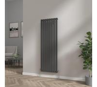 NRG 1600x544 Vertical Column Designer Radiator Black Single Flat Panel