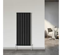 NRG 1600x544mm Single Flat Panel Vertical Radiator Black