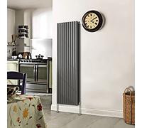 NRG 1600x590mm Anthracite Radiators Vertical Double Heater Oval Column Panel Radiator with Free Angled Valves