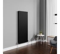 NRG 1600x590mm Black Radiator Vertical Oval Panel Bathroom Double Rad