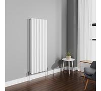 NRG 1600x590mm Gloss White Radiator Vertical Oval Panel Double Rad
