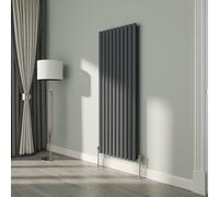 NRG 1600x590mm Oval Column Designer Radiator Double Panel Anthracite Bathroom Central Heating