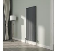 NRG 1600x590mm Oval Column Designer Radiator Single Panel Anthracite Bathroom Central Heating