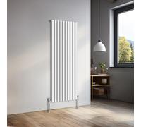 NRG 1600x590mm Vertical Oval Single Panel Heater Column Radiator Central Heating Radiators Designer Tall Radiators Gloss White