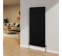 NRG 1600x680mm Black Radiator Vertical Flat Panel Bathroom Double Radiator
